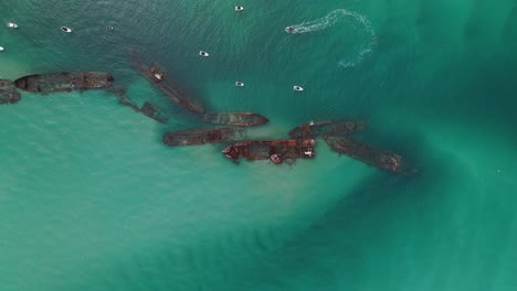 naufragios de tangalooma, isla de moreton, australia, vista aérea de gran altura