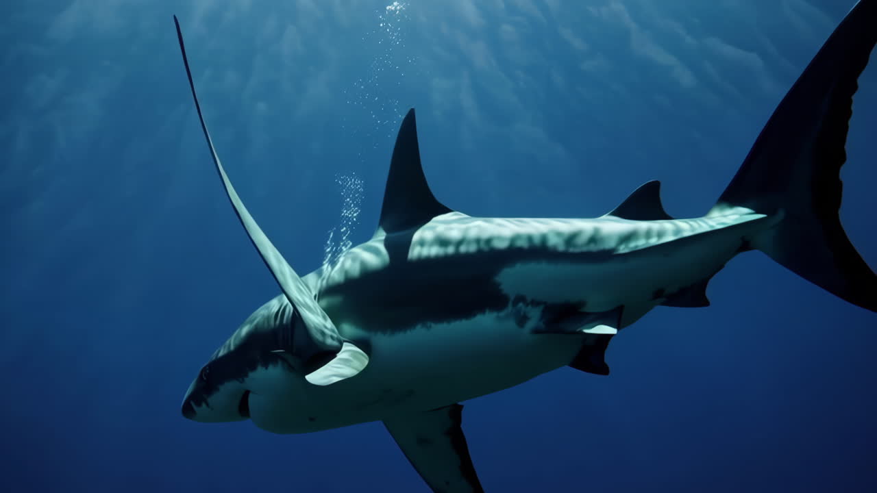 tiburón nadando bajo el agua