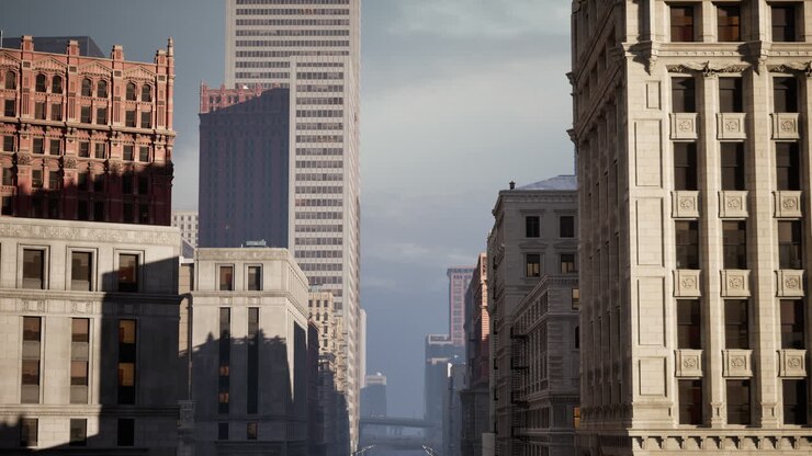 edifici in pietra art deco nella città di chicago