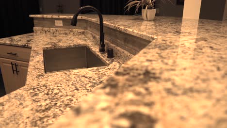 kitchen countertops in slow motion prospective view