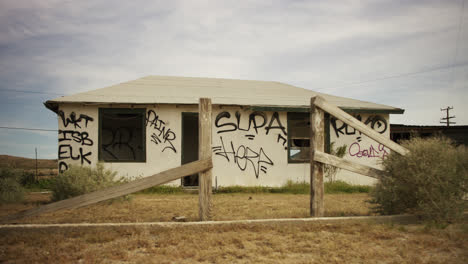 old abandoned building in the middle of the california desert