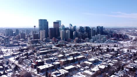 from towering skyscrapers to snowy streets, this aerial footage of a sunny downtown in winter showcases the beauty of urban snowscapes