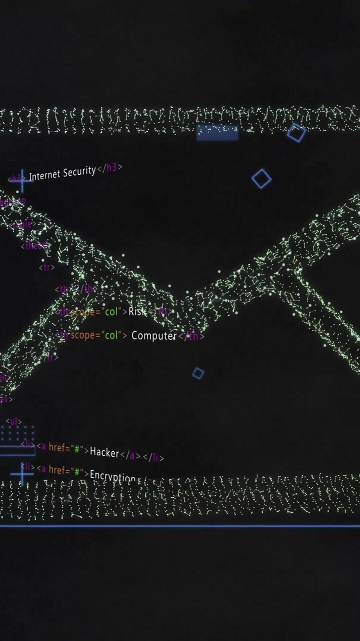 Email security and data encryption animation over computer code background