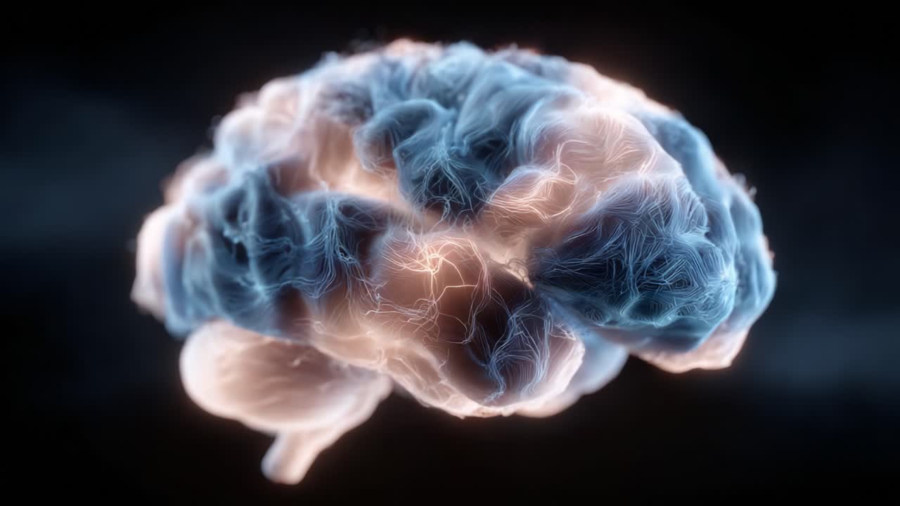 A Stunning Representation of a Human Brain with Illuminating Neural Activity, Showcasing the Complex Weave of Brain Waves and Neural Connections in Motion