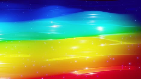 abstract 3d surface with beautiful waves, luminous sparkles and bright color gradient, colors of rainbow. waves run on very shiny, glossy surface with glow glitter. 4k looped animation