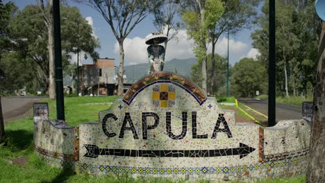 capula michoacan town sign at noon