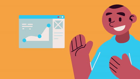 hombre afro saludando animación de personajes