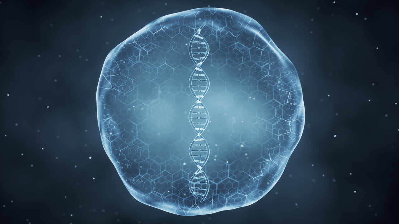 Organic sphere with DNA inside, 3d rendering.