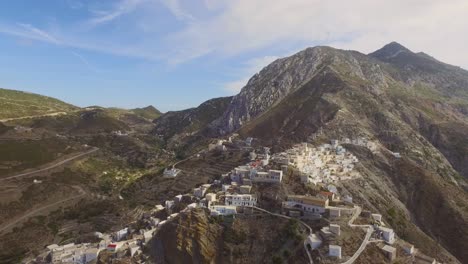 Aerial:-The-historical-town-on-top-of-a-mountain:-Olympos