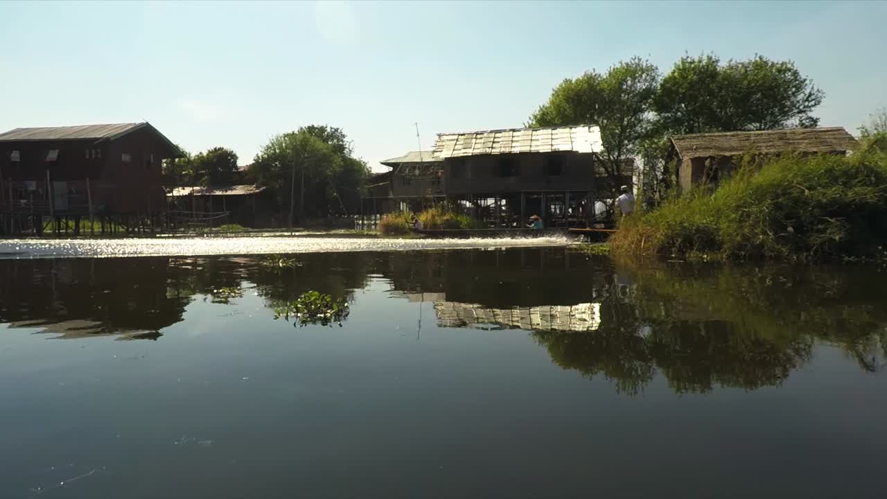 myanmar lago inle aldea barco cámara lenta