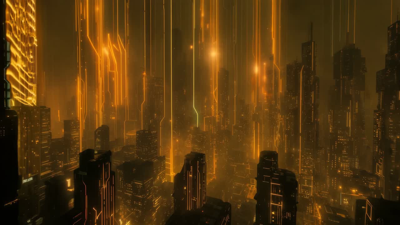 paisaje urbano cyberpunk futurista por la noche