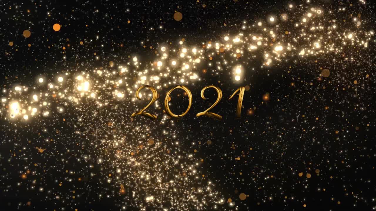 2021 escrito sobre luces brillantes