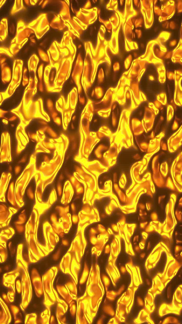 fluido dorado ondulado volumétrico. animación en 3d que muestra imágenes en 4k, bucle infinito