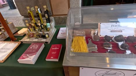 showcase of local products in piedmont, italy