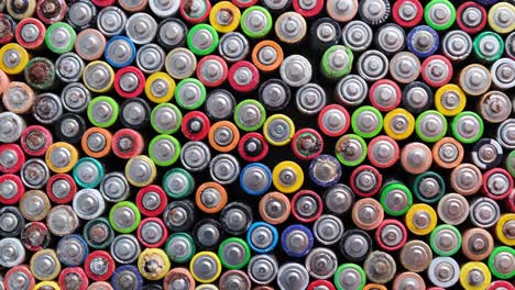 different types of used batteries in a heap top view different types of used batteries in a heap top view alkaline aa batteries are used