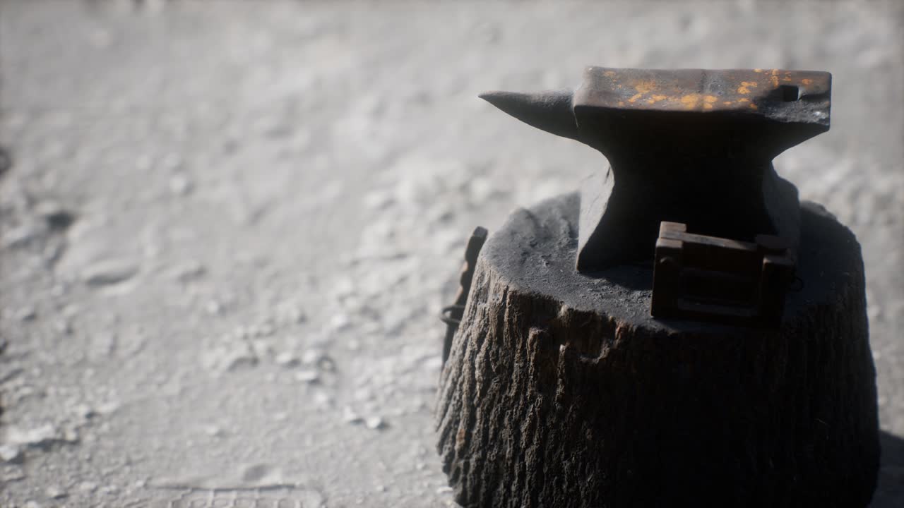 Old anvil attached to a stump