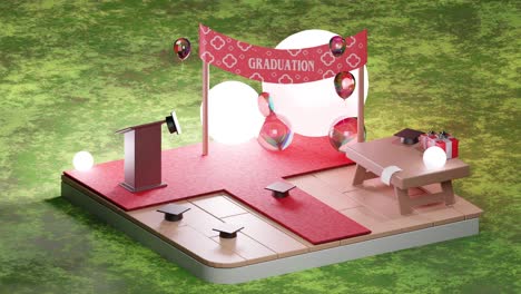 3d loop of modern space for graduation at university college. isometric view