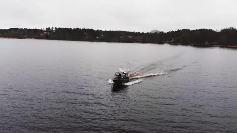 boat trip on the lake drone shoot