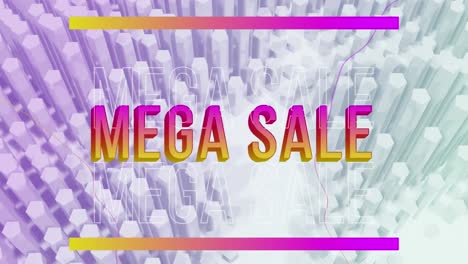 animación de mega venta sobre formas geométricas blancas