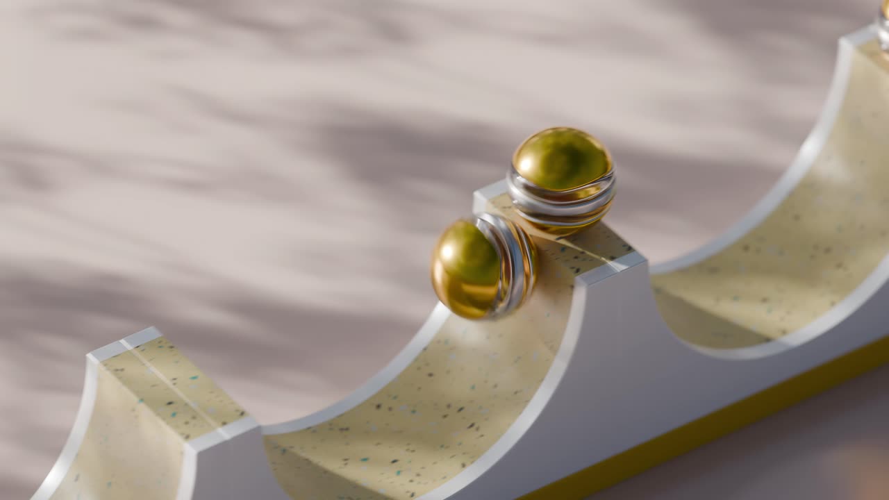 абстрактные геометрические золотые шары на пастельном фоне