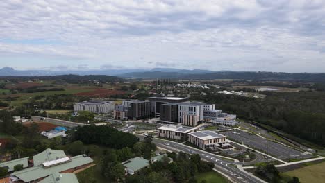 aerial view of the newly built tweed valley hospital with scenic views of the surrounding tweed-byron region australia.