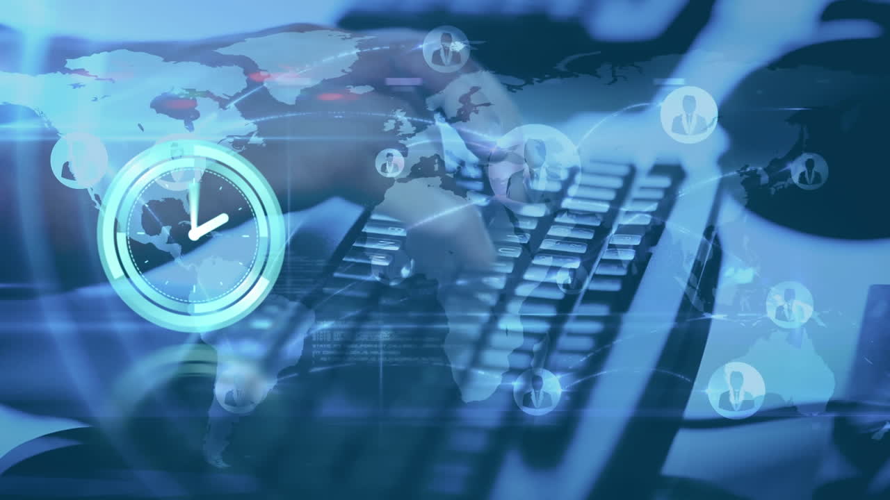 연결 네트워크와 글로브의 클럭 오버 애니메이션