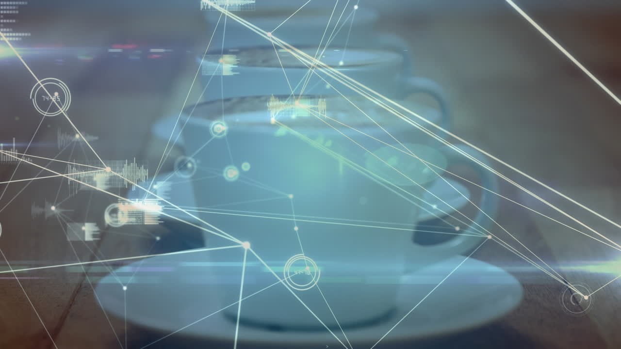 커피 컵을 통해 연결 네트워크와 통계의 애니메이션