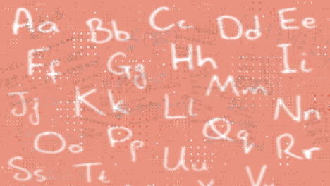 animazione di equazioni matematiche su lettere su sfondo rosa.