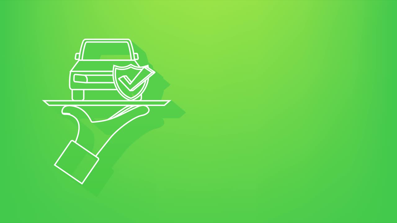 자동차 보험 계약 문서 손 위에 그림자 방패 아이콘 보호 모션 그래픽