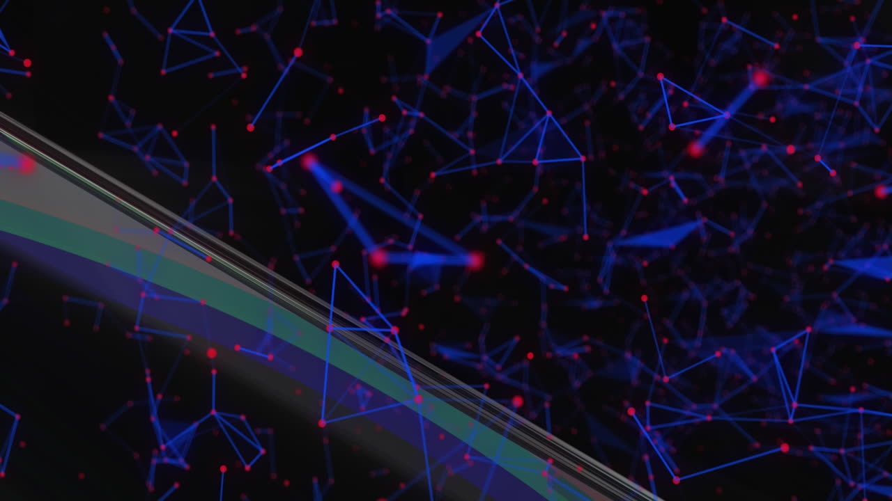 Animation of blue shapes moving over cube