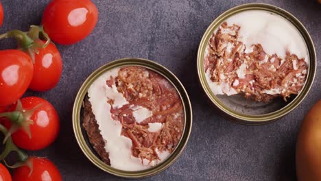 canned meat product with tomatoes