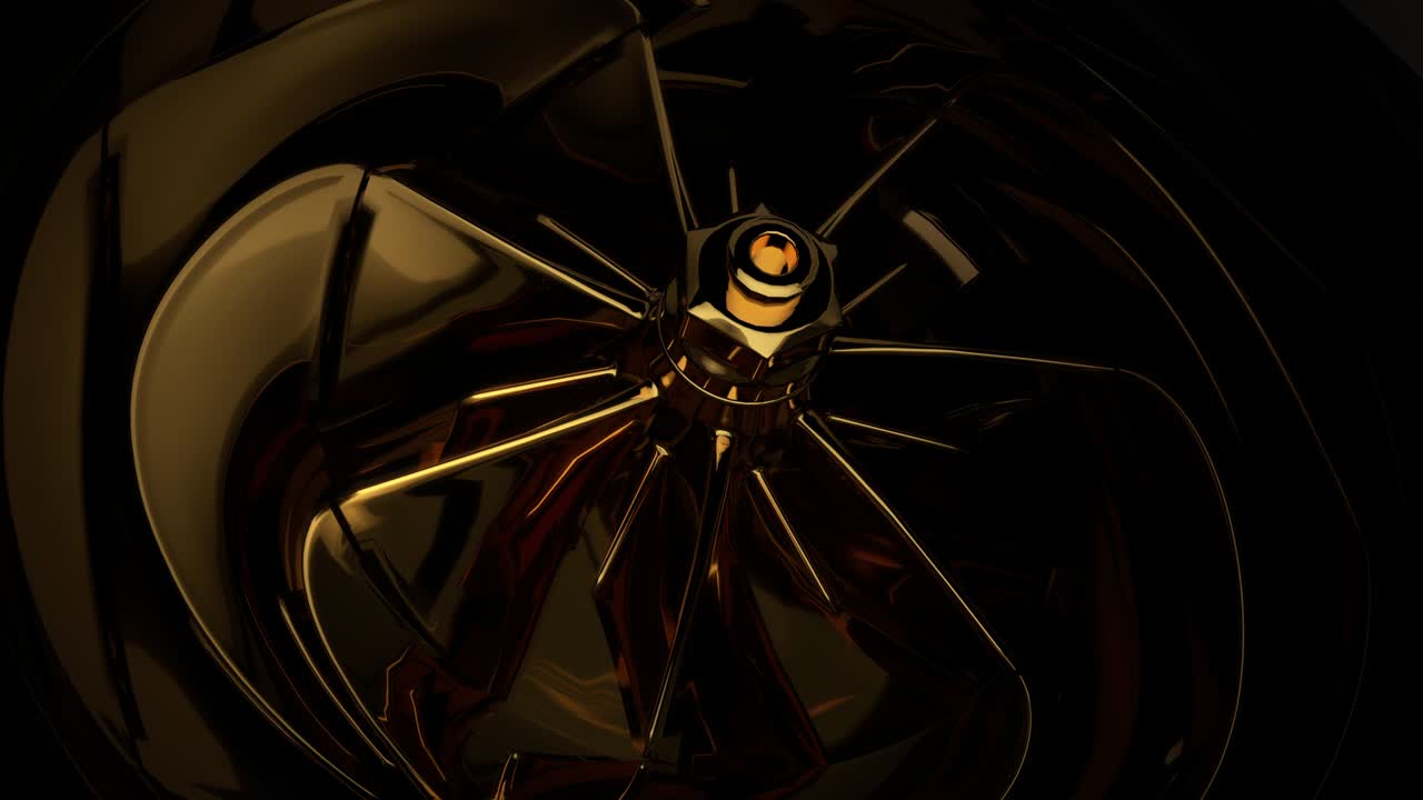 Modern Reflective Gold Turbo Compressor Fan Blade Rotating Loop