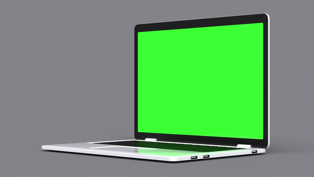 Opening and closing laptop with a green screen. 4K animation with alpha channel. Change the background and image on the laptop screen.