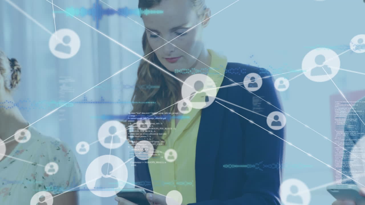 animación de la red de conexiones entre diversos empresarios