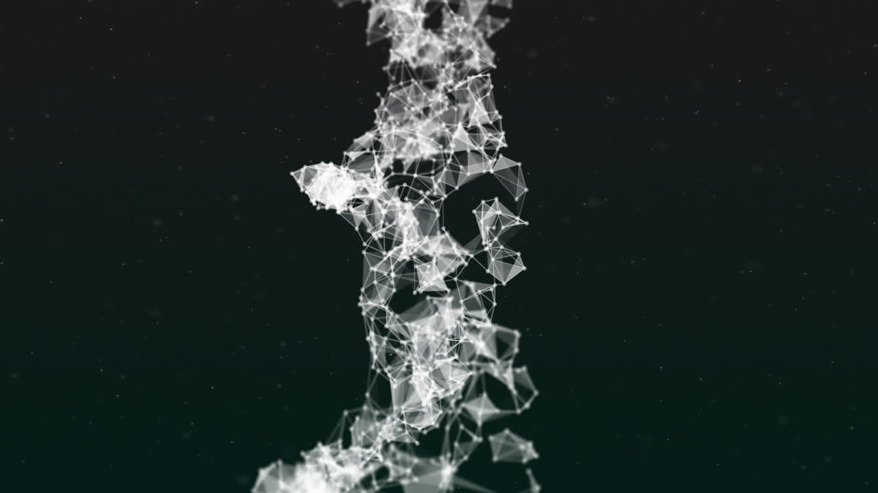 검은 바탕에 dna 구조를 형성하는 연결 네트워크