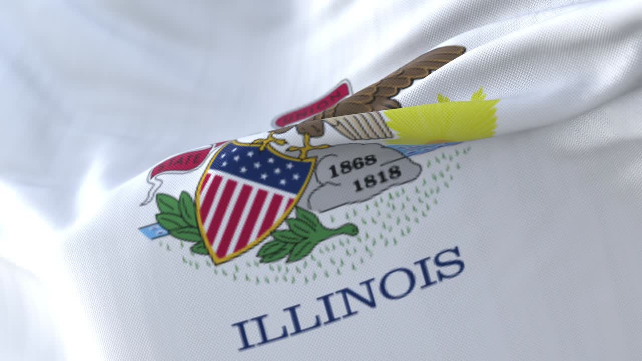 bandera del estado estadounidense de illinois, estados unidos, ondeando al viento. bucle
