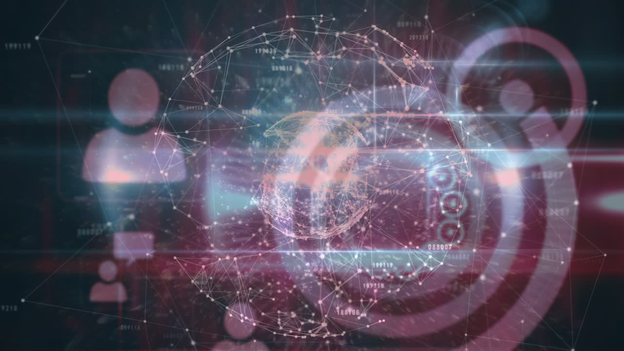 검은색 배경에 데이터 처리를 통해 연결의 글로브의 애니메이션