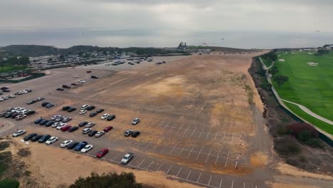 huge parking lot above hill by famous torrey pines golf course in la jolla, california, usa