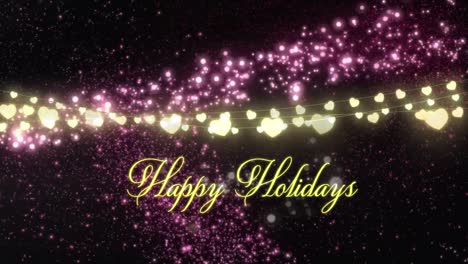 Animation-of-happy-holidays-text-over-light-spots