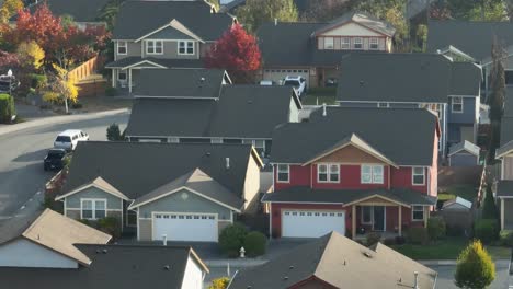 Tight-aerial-shot-of-suburban-homes-in-an-American-neighborhood