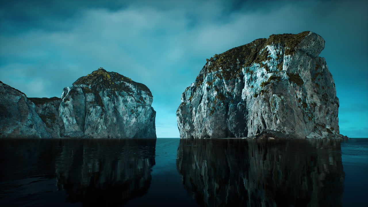 ⁇ 은 날 바다 속의 바위 절벽