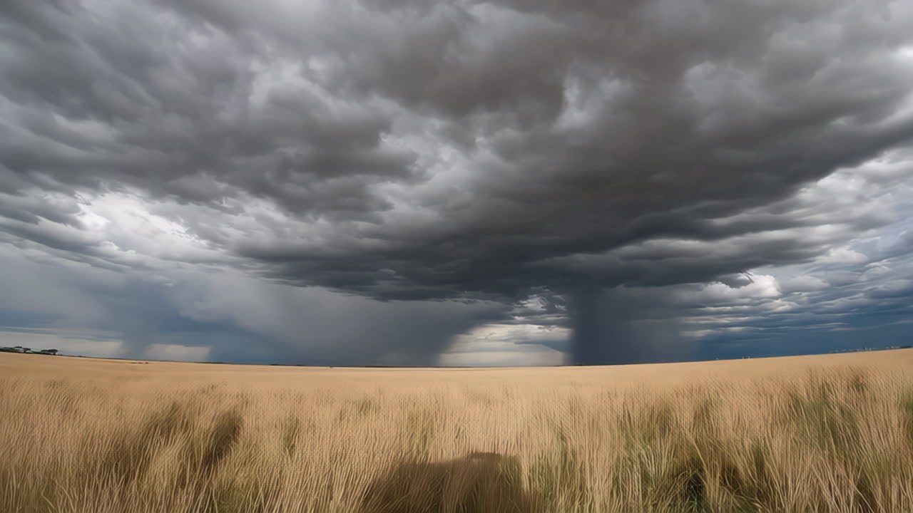 Stormy Weather Over a Golden Wheat Field