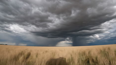 stormy weather over a golden wheat field