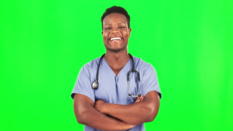 Black-man,-doctor-on-green-screen