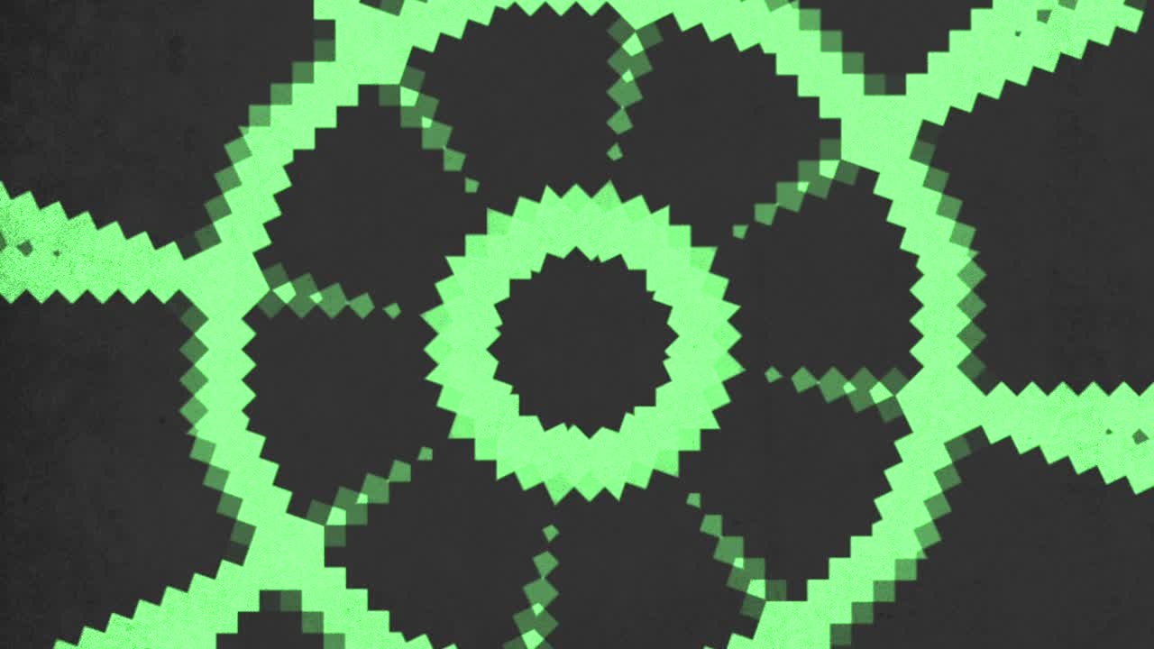 Gradient green circles from pixels in 8 bit of architecture