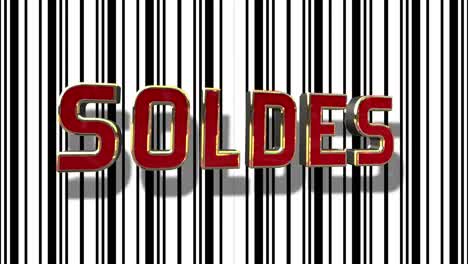 french sale 3d looping animation with barcode abstract line background