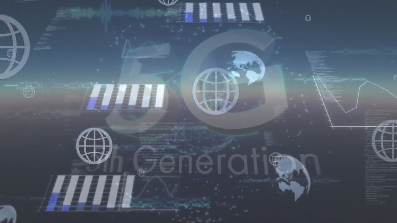 5g 텍스트 및 글로브를 통해 데이터 처리의 애니메이션