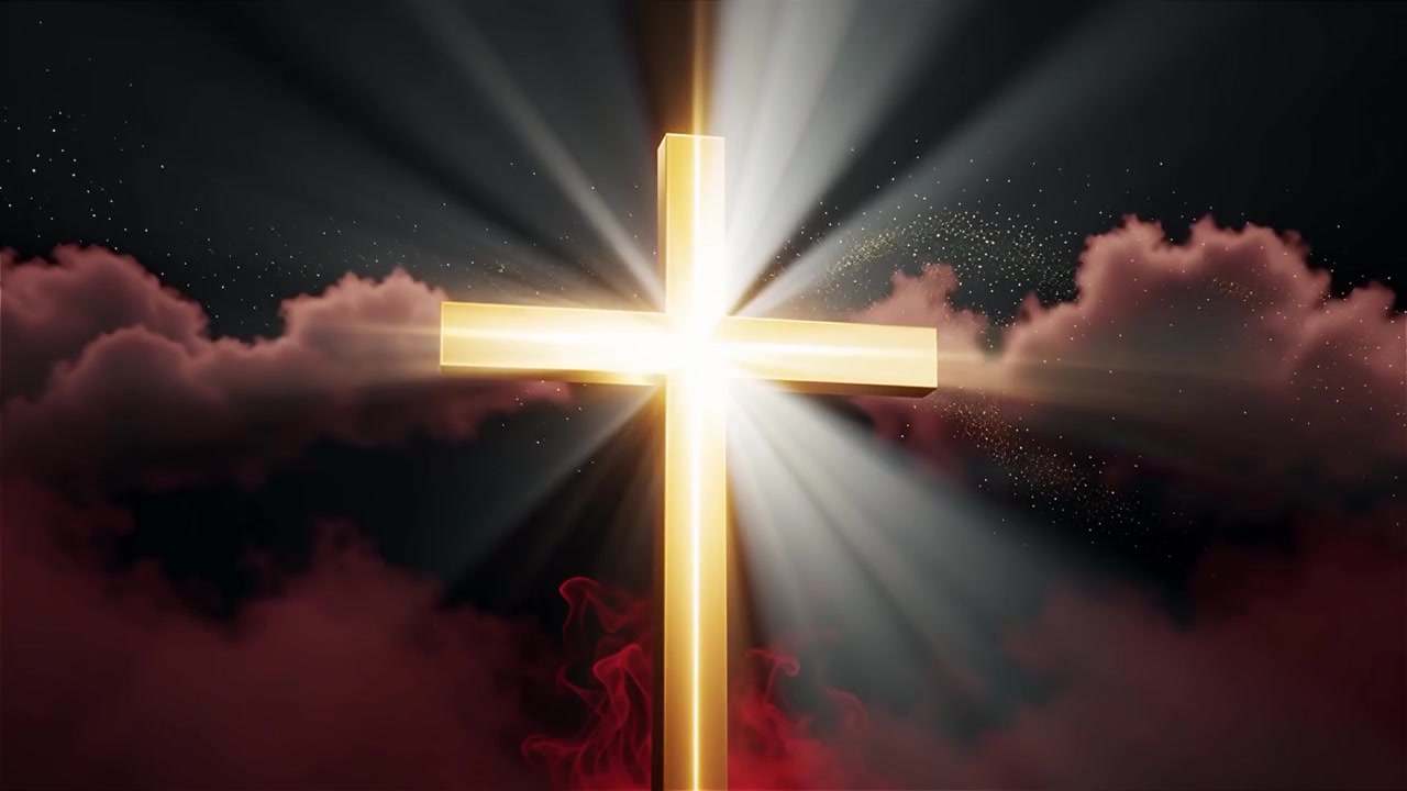 Christian Cross Heavenly Light Worship Background
