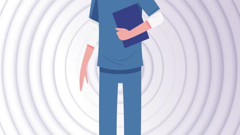 animation of female doctor with face mask on white background