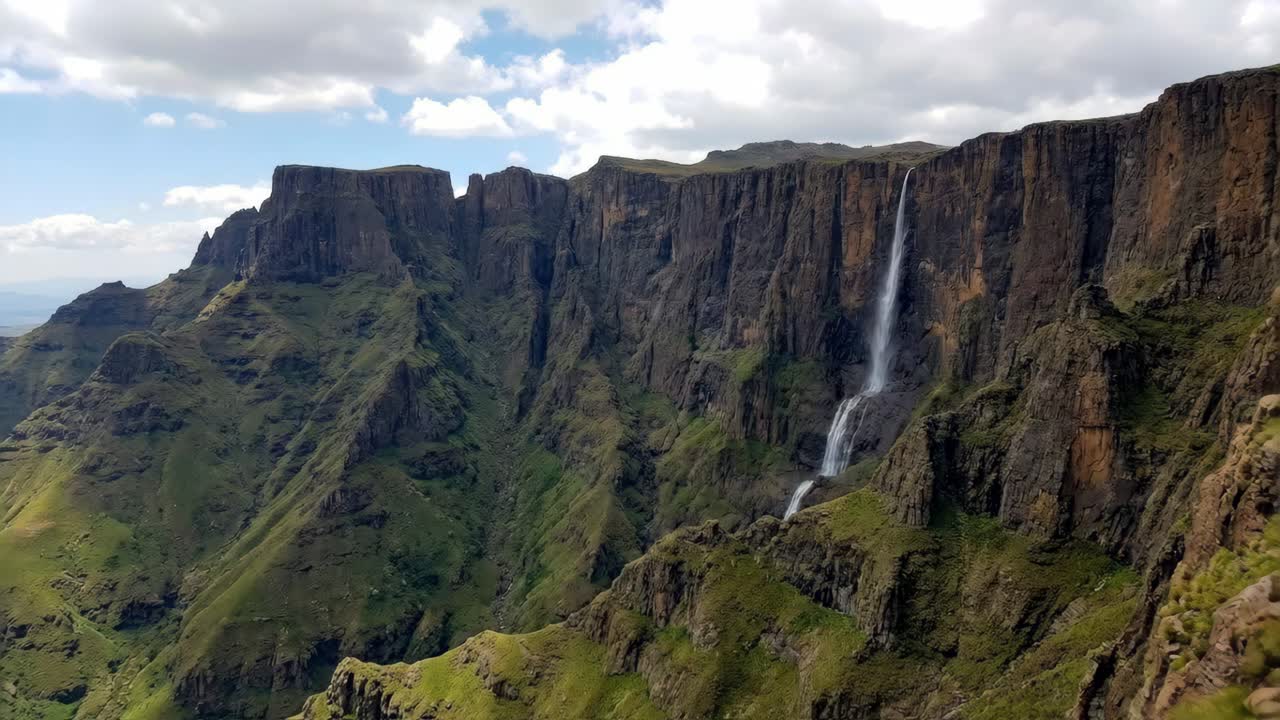 Majestic Waterfall Cascading Down Mountain Cliffs